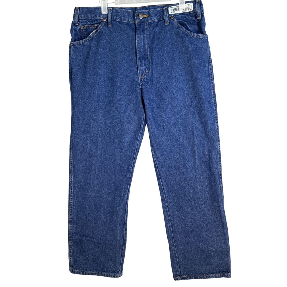 Dickies Jeans Mens 36x30 Blue Denim Straight Leg Workwear Zip Fly High Rise